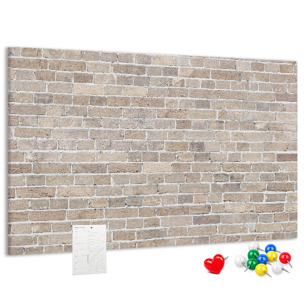 Bild mit Korkrückwand stilvolle Backsteinwand in neutralen Farbtönen