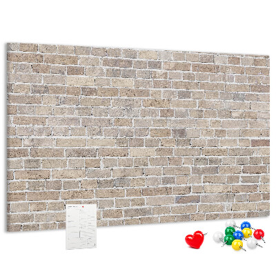 Bild mit Korkrückwand stilvolle Backsteinwand in neutralen Farbtönen