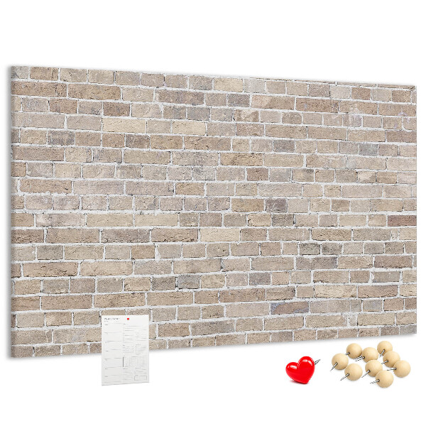 Bild mit Korkrückwand stilvolle Backsteinwand in neutralen Farbtönen