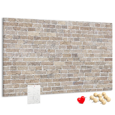 Bild mit Korkrückwand stilvolle Backsteinwand in neutralen Farbtönen