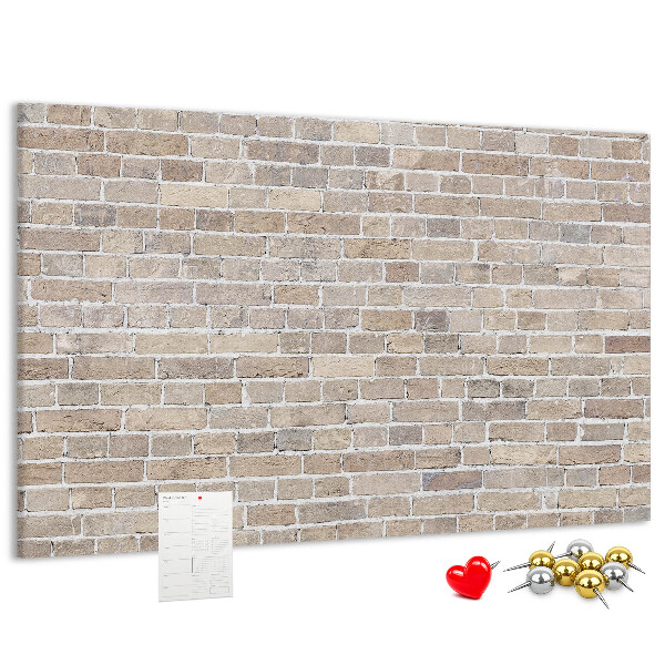 Bild mit Korkrückwand stilvolle Backsteinwand in neutralen Farbtönen