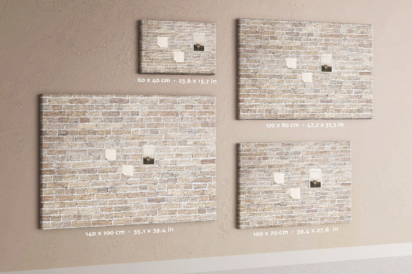 Bild mit Korkrückwand stilvolle Backsteinwand in neutralen Farbtönen