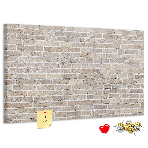 Bild mit Korkrückwand stilvolle Backsteinwand in neutralen Farbtönen