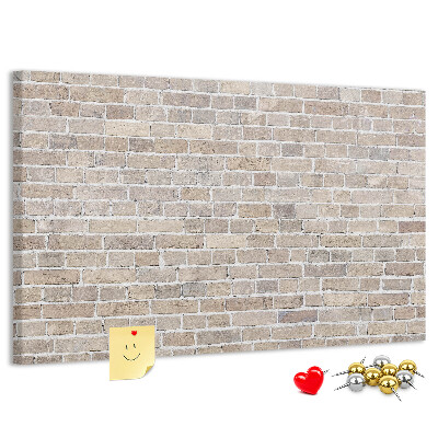 Bild mit Korkrückwand stilvolle Backsteinwand in neutralen Farbtönen