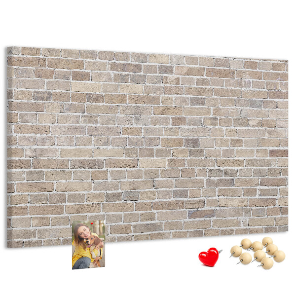 Bild mit Korkrückwand stilvolle Backsteinwand in neutralen Farbtönen