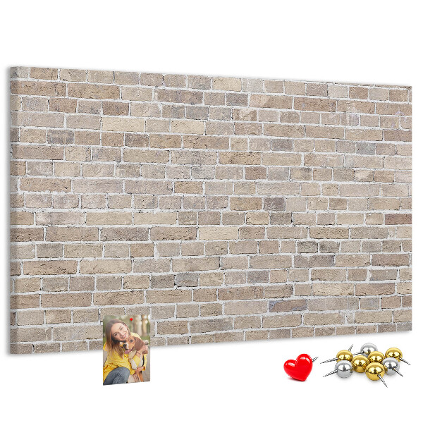 Bild mit Korkrückwand stilvolle Backsteinwand in neutralen Farbtönen