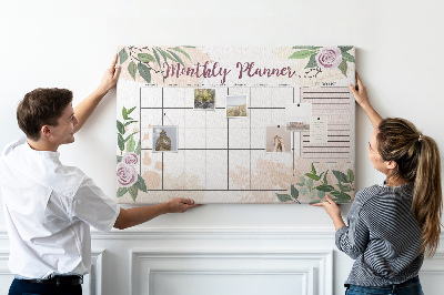 Korktafel mit floralem Monatskalender-Design