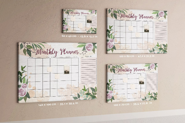 Korktafel mit floralem Monatskalender-Design