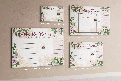 Korktafel mit floralem Monatskalender-Design
