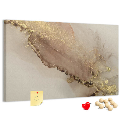 Abstrakte Landschaft mit goldenen Akzenten auf Korkrückwand