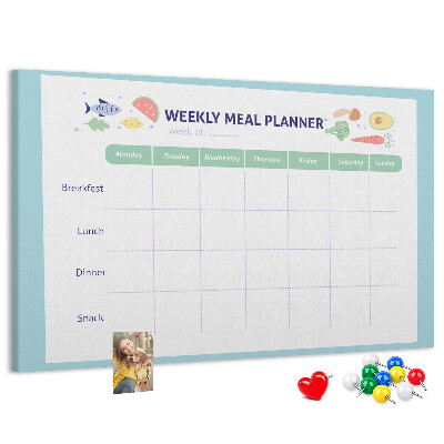 Korktafel für den wöchentlichen Speiseplan