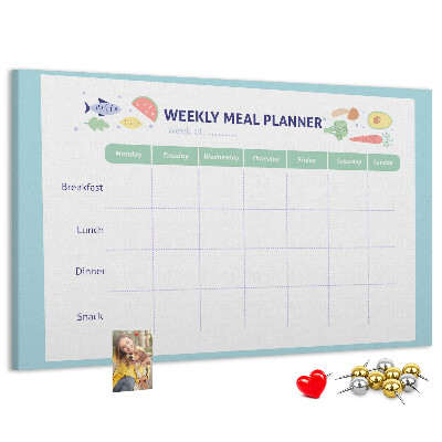 Korktafel für den wöchentlichen Speiseplan