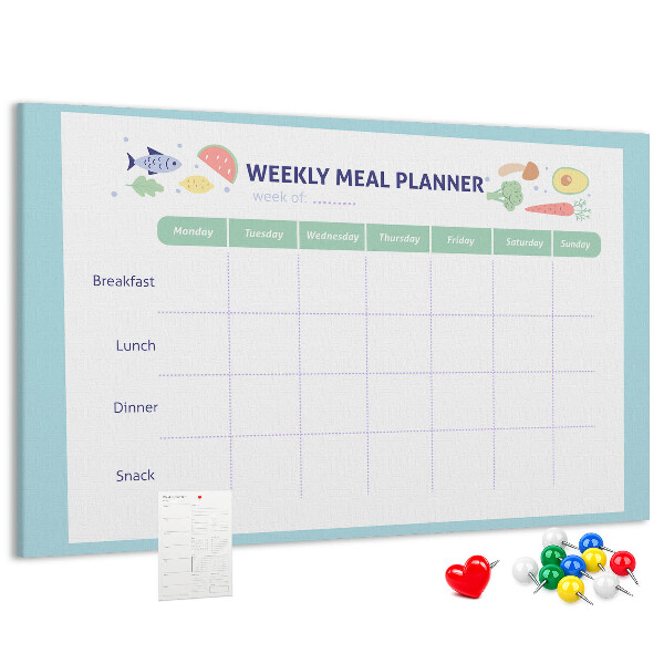 Korktafel für den wöchentlichen Speiseplan