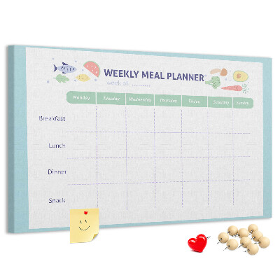 Korktafel für den wöchentlichen Speiseplan