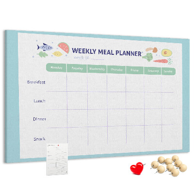 Korktafel für den wöchentlichen Speiseplan