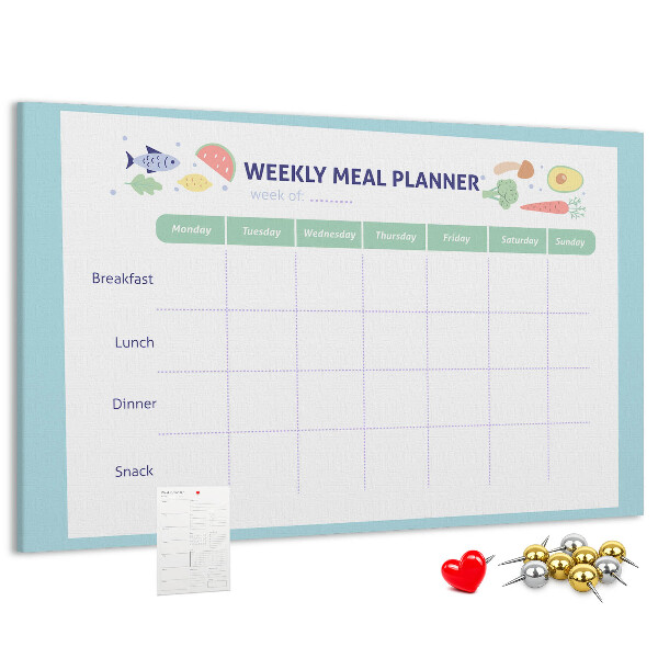 Korktafel für den wöchentlichen Speiseplan