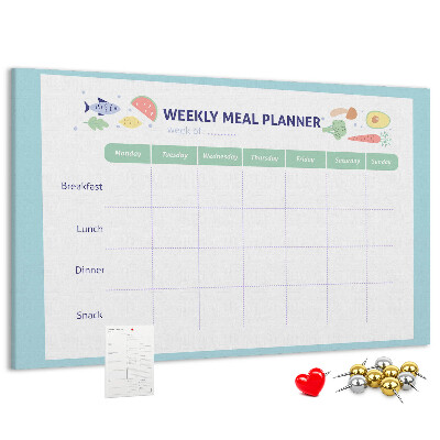 Korktafel für den wöchentlichen Speiseplan