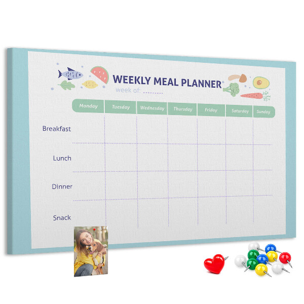 Korktafel für den wöchentlichen Speiseplan