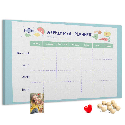 Korktafel für den wöchentlichen Speiseplan