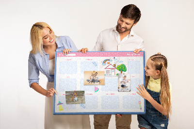 Korkbild bunter Jahresplaner mit Fruchtmotiv