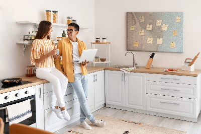 Bild mit Korkrückwand zarte Wellen in Pastelltönen