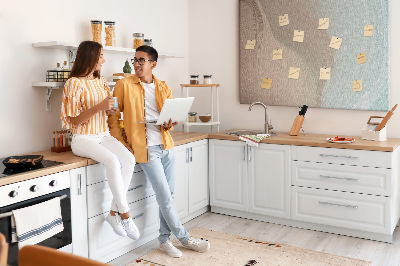 Bild mit Korkrückwand zarte Wellen in Pastelltönen