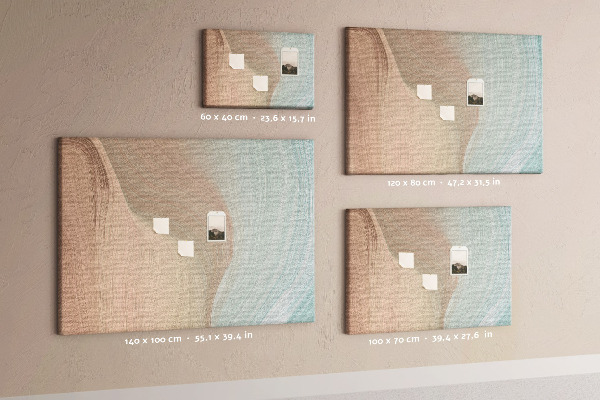 Bild mit Korkrückwand zarte Wellen in Pastelltönen