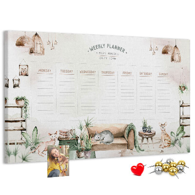 Kork-Pinnwand als Wochenplaner im Home-Style-Design