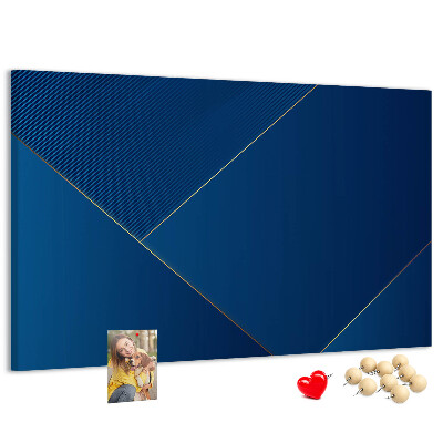 Korkbild mit eleganten geometrischen Mustern in Blautönen