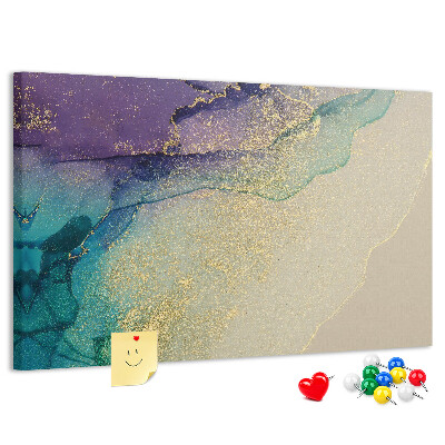 Bilder mit Korkrückwand goldene Akzente auf abstraktem Wasserhintergrund