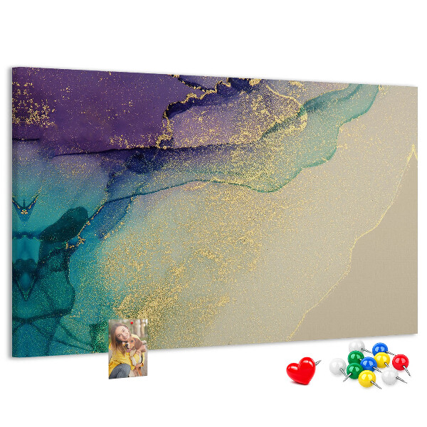 Bilder mit Korkrückwand goldene Akzente auf abstraktem Wasserhintergrund