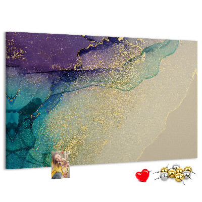 Bilder mit Korkrückwand goldene Akzente auf abstraktem Wasserhintergrund