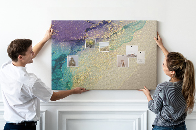 Bilder mit Korkrückwand goldene Akzente auf abstraktem Wasserhintergrund