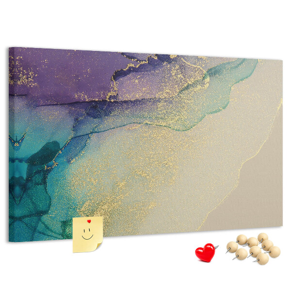 Bilder mit Korkrückwand goldene Akzente auf abstraktem Wasserhintergrund