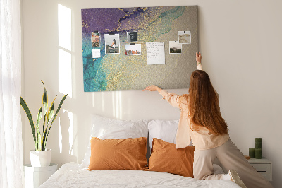 Bilder mit Korkrückwand goldene Akzente auf abstraktem Wasserhintergrund
