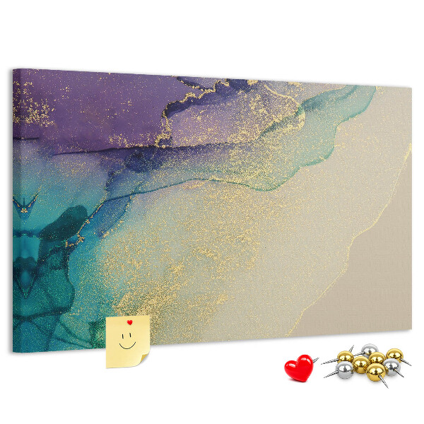 Bilder mit Korkrückwand goldene Akzente auf abstraktem Wasserhintergrund