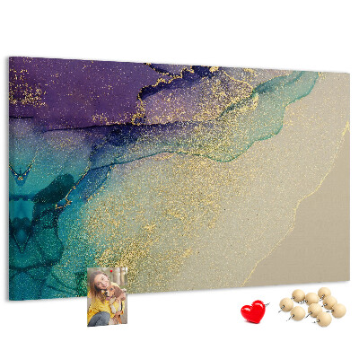 Bilder mit Korkrückwand goldene Akzente auf abstraktem Wasserhintergrund