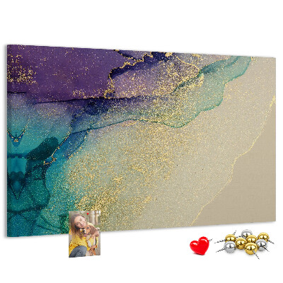 Bilder mit Korkrückwand goldene Akzente auf abstraktem Wasserhintergrund