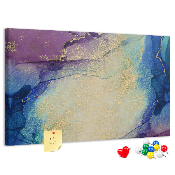 Korkbild mit abstraktem Muster in Blautönen