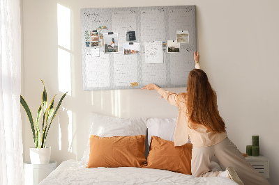 Korktafel mit Wochenplaner-Aufdruck und Pflanzenmotiven