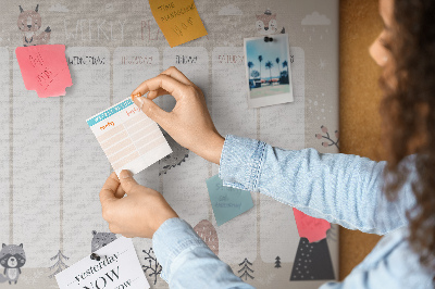 Korktafel mit Motiv Waldtiere im Wochenplaner