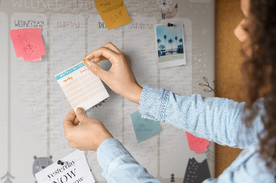 Korktafel mit Motiv Waldtiere im Wochenplaner