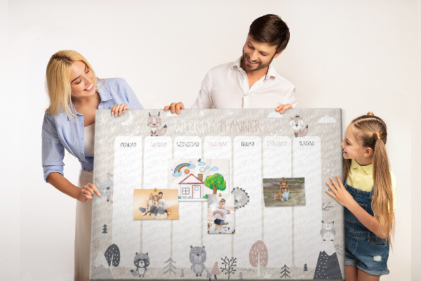 Korktafel mit Motiv Waldtiere im Wochenplaner