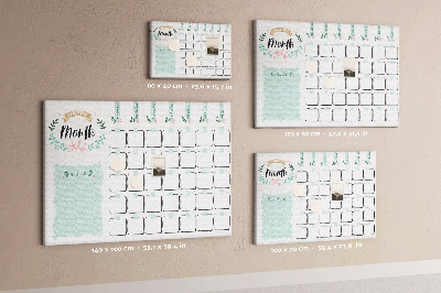 Korkbild Monatskalender mit Platz für Notizen