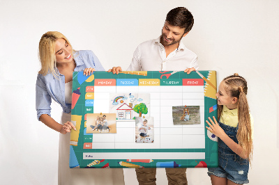 Kork-Wochenplaner kreatives Design mit farbenfrohen Akzenten