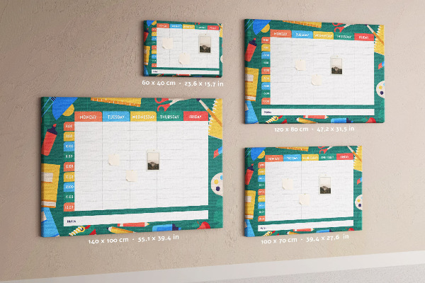 Kork-Wochenplaner kreatives Design mit farbenfrohen Akzenten