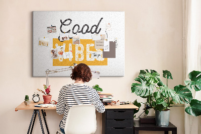 Bild mit Korkrückwand dynamische Inschrift auf hellem Hintergrund