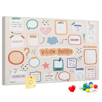Pinnwand mit Korkrückwand buntes Traumboard für Notizen