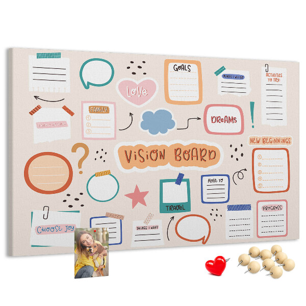 Pinnwand mit Korkrückwand buntes Traumboard für Notizen