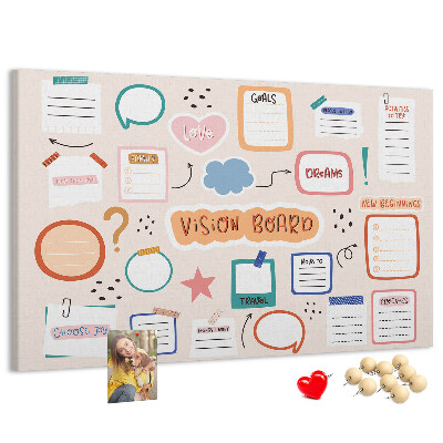 Pinnwand mit Korkrückwand buntes Traumboard für Notizen